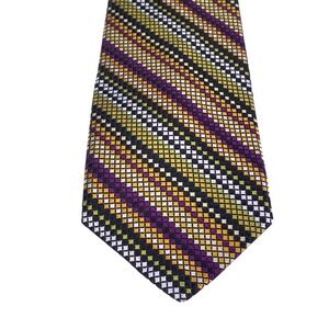 VTG Bruno Piatelli Platinum Woven Silk Necktie Jacquard Geometric Foulard  USA